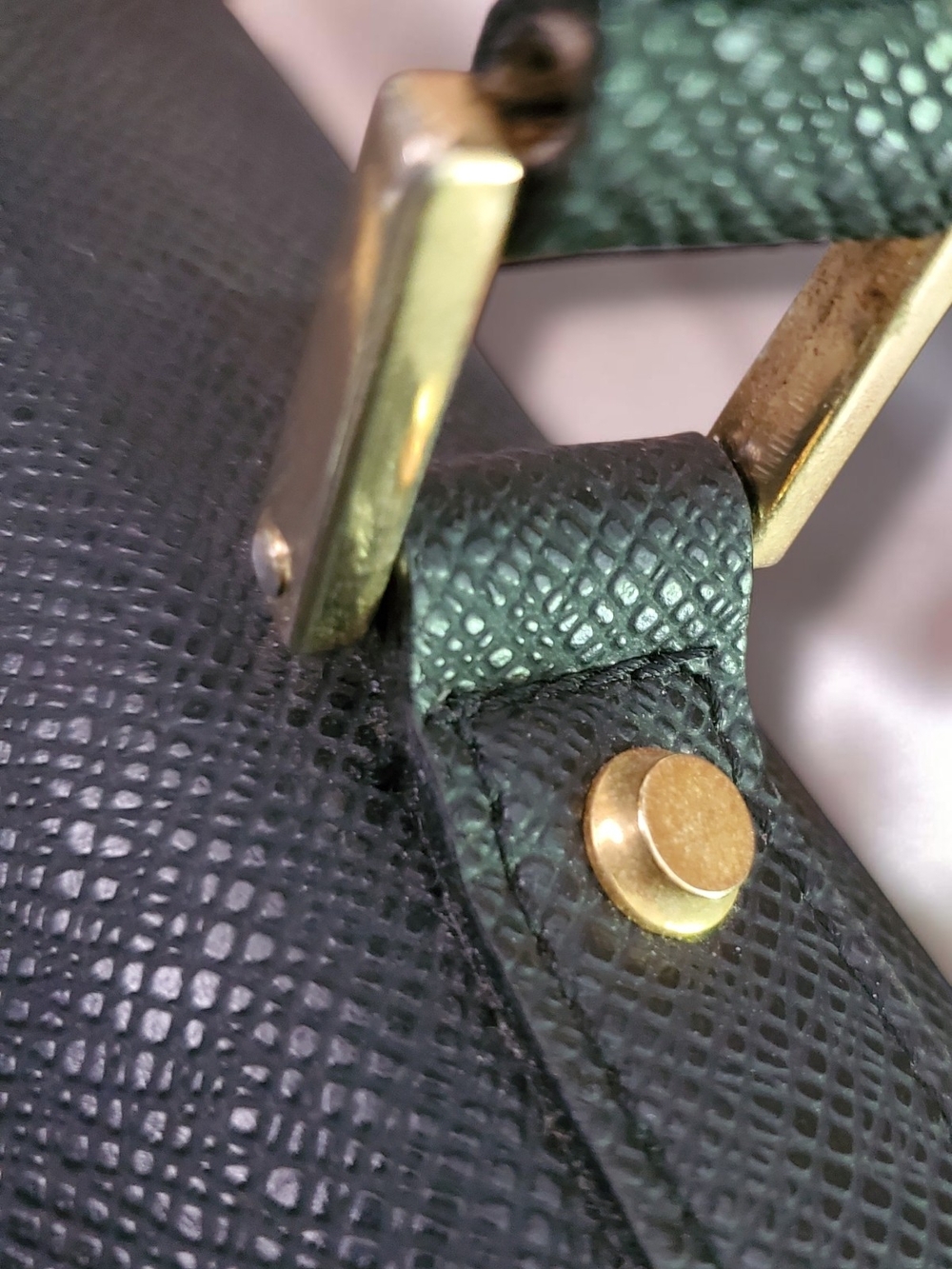 St. John Black Saffiano Leather Kelly Style Satchel Gold Hardware - Picture 11 of 16